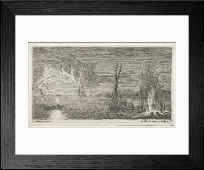 Framed Print : A Bonfire and Moonlight. Creator: Reinier Nooms (Dutch, c. 1623-1667) Framed Print : A Bonfire and Moonlight. Creator: Reinier Nooms (Dutch, c. 1623-1667)