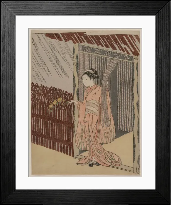 Framed Print : A Girl Dressing in Pink, 1766. Creator: Suzuki Harunobu (Japanese, 1724-1770) Framed Print : A Girl Dressing in Pink, 1766. Creator: Suzuki Harunobu (Japanese, 1724-1770)
