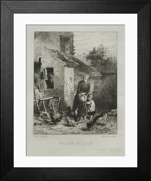 Framed Print : A Corner of the Yard. Creator: Charles-Emile Jacque (French, 1813-1894) Framed Print : A Corner of the Yard. Creator: Charles-Emile Jacque (French, 1813-1894)