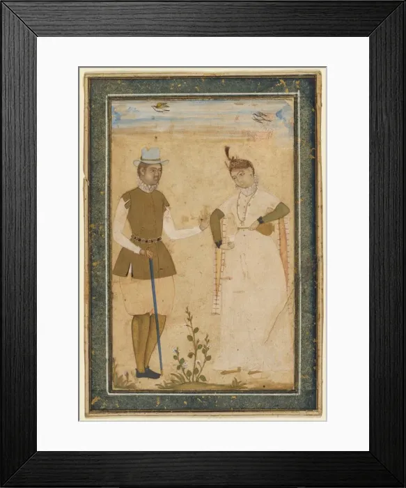 Framed Print : A European Couple, c. 1610-1627. Creator: Ali Riza, the Bodleian Painter (Indian), attributed to Framed Print : A European Couple, c. 1610-1627. Creator: Ali Riza, the Bodleian Painter (Indian), attributed to