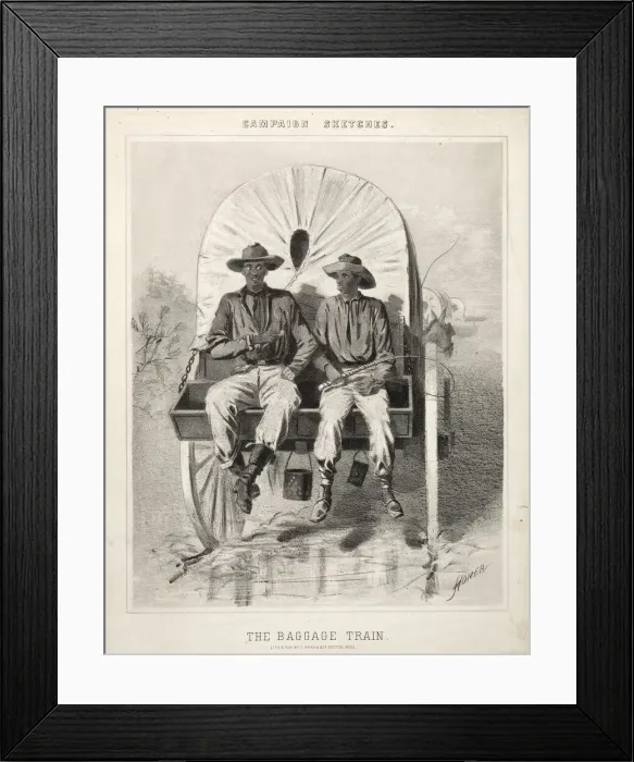 Framed Print : Campaign Sketches: The Baggage Train, 1863. Creator: Winslow Homer (American, 1836-1910)