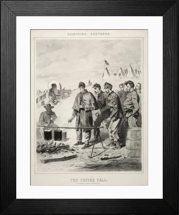 Framed Print : Campaign Sketches: The Coffee Call, 1863. Creator: Winslow Homer (American, 1836-1910) Framed Print : Campaign Sketches: The Coffee Call, 1863. Creator: Winslow Homer (American, 1836-1910)