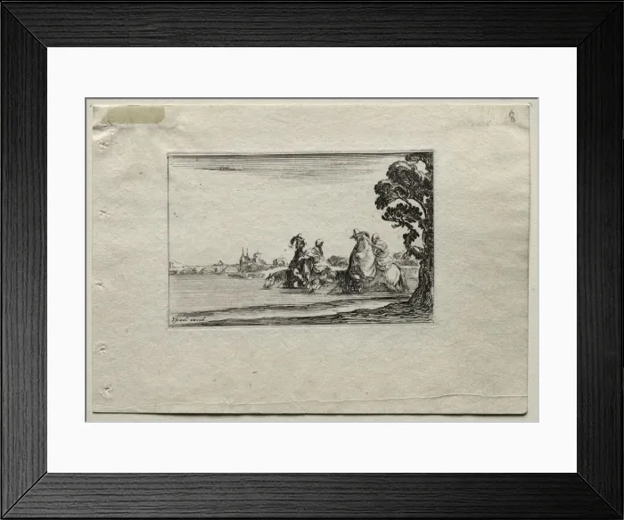 Framed Print : Caprices: Cavaliers Watering their Horses in a River. Creator: Stefano Della Bella (Italian