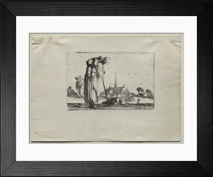 Framed Print : Caprices: Standing Beggar Woman Carrying a Child on her Back. Creator: Stefano Della Bella Framed Print : Caprices: Standing Beggar Woman Carrying a Child on her Back. Creator: Stefano Della Bella