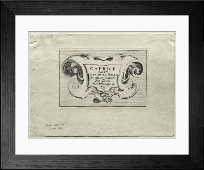 Framed Print : Caprices: Title Page. Creator: Stefano Della Bella (Italian, 1610-1664) Framed Print : Caprices: Title Page. Creator: Stefano Della Bella (Italian, 1610-1664)