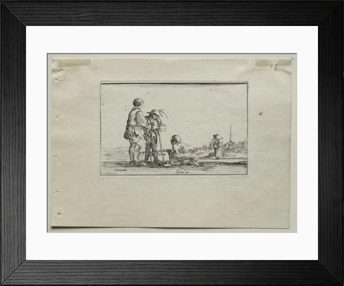 Framed Print : Caprices: Two Standing Beggars and a Cripple. Creator: Stefano Della Bella (Italian, 1610-1664) Framed Print : Caprices: Two Standing Beggars and a Cripple. Creator: Stefano Della Bella (Italian, 1610-1664)