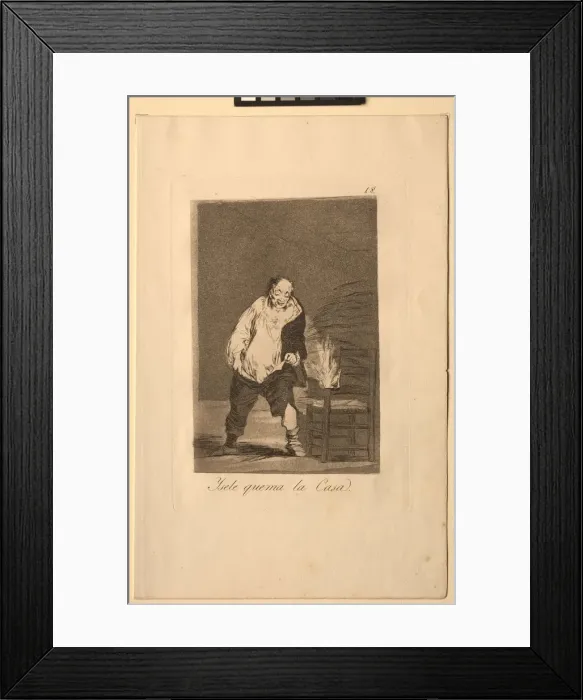 Framed Print : Caprichos: And His House is on Fire Creator: Francisco de Goya (Spanish, 1746-1828) Framed Print : Caprichos: And His House is on Fire Creator: Francisco de Goya (Spanish, 1746-1828)
