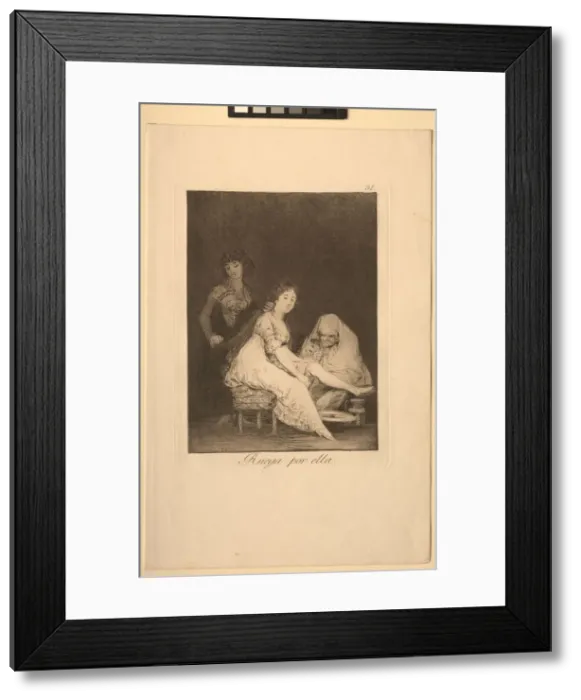 Framed Print : Caprichos: She Prays for Her. Creator: Francisco de Goya (Spanish, 1746-1828) Framed Print : Caprichos: She Prays for Her. Creator: Francisco de Goya (Spanish, 1746-1828)