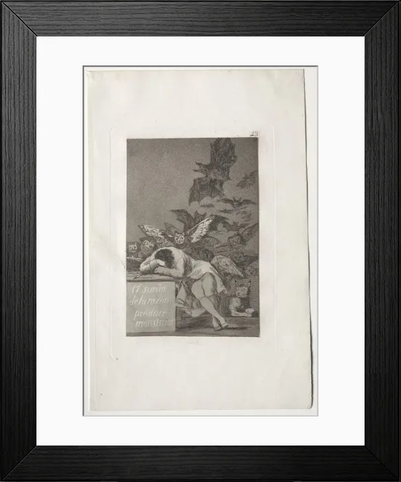 Framed Print : Caprichos: The Sleep of Reason Produces Monsters. Creator: Francisco de Goya (Spanish, 1746-1828)