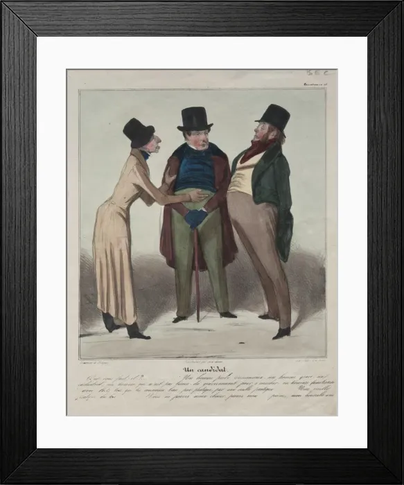 Framed Print : Caricaturana (Plate 48): A Candidate, 1837. Creator: Honore Daumier (French, 1808-1879) Framed Print : Caricaturana (Plate 48): A Candidate, 1837. Creator: Honore Daumier (French, 1808-1879)