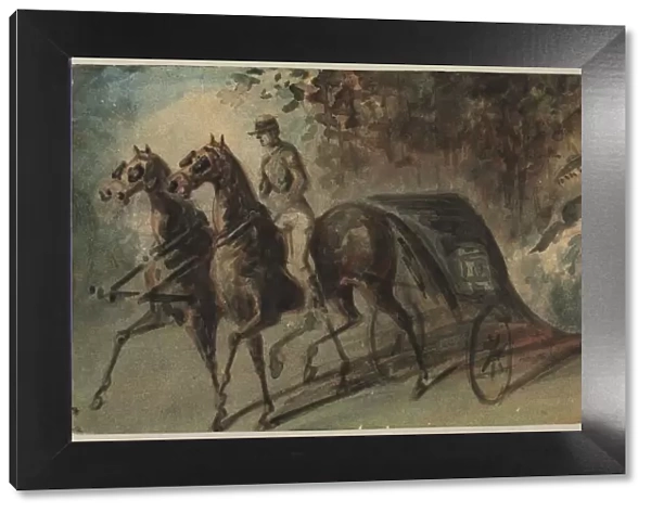 Carriage in the Bois de Boulogne, 1800s. Creator: Constantin Guys (French, 1805-1892)