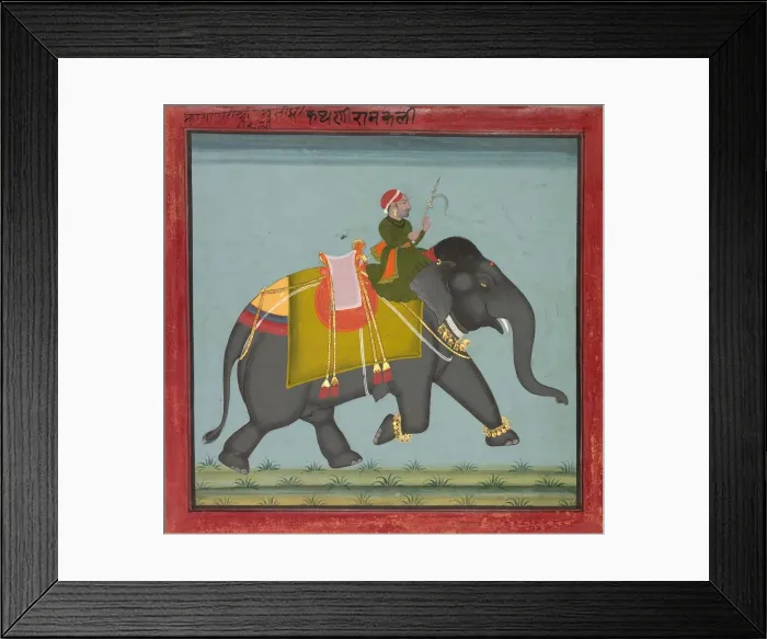 Framed Print : Caparisoned Elephant with a Mahout, dated 1761. Creator: Unknown Framed Print : Caparisoned Elephant with a Mahout, dated 1761. Creator: Unknown