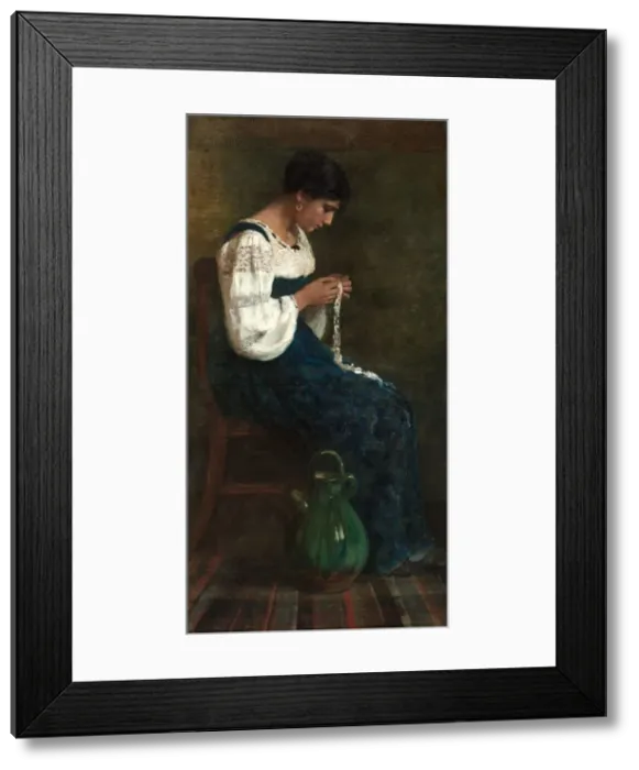 Framed Print : Capri Lace Maker, 1884. Creator: George B. Butler (American, 1838-1907) Framed Print : Capri Lace Maker, 1884. Creator: George B. Butler (American, 1838-1907)