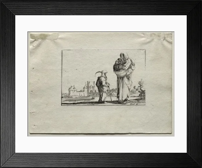 Framed Print : Caprices: Beggar Woman with a Baby and a Little Girl. Creator: Stefano Della Bella (Italian Framed Print : Caprices: Beggar Woman with a Baby and a Little Girl. Creator: Stefano Della Bella (Italian