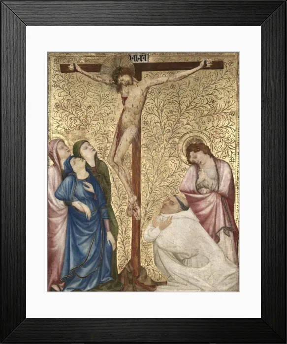 Framed Print : Calvary with a Carthusian Monk, 1389-1395. Creator: Jean de Beaumetz (French, c. 1335-1396) Framed Print : Calvary with a Carthusian Monk, 1389-1395. Creator: Jean de Beaumetz (French, c. 1335-1396)