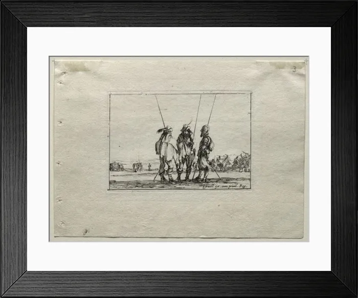 Framed Print : Caprices: Three Standing Soldiers. Creator: Stefano Della Bella (Italian, 1610-1664) Framed Print : Caprices: Three Standing Soldiers. Creator: Stefano Della Bella (Italian, 1610-1664)