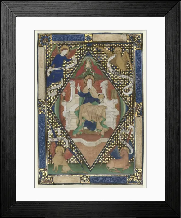 Framed Print : Canon Page from a Missal: Christ in Majesty with Evangelists, c. 1410. Creator: Unknown Framed Print : Canon Page from a Missal: Christ in Majesty with Evangelists, c. 1410. Creator: Unknown