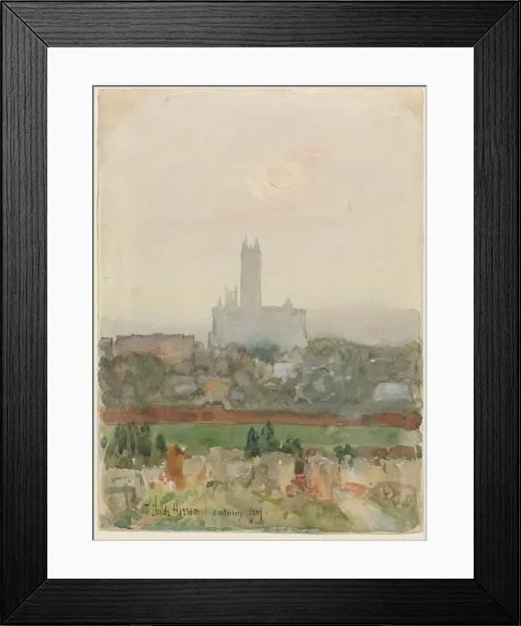 Framed Print : Canterbury Cathedral (recto); Hands Holding a Book (verso), 1889. Creator: Childe Hassam (American Framed Print : Canterbury Cathedral (recto); Hands Holding a Book (verso), 1889. Creator: Childe Hassam (American