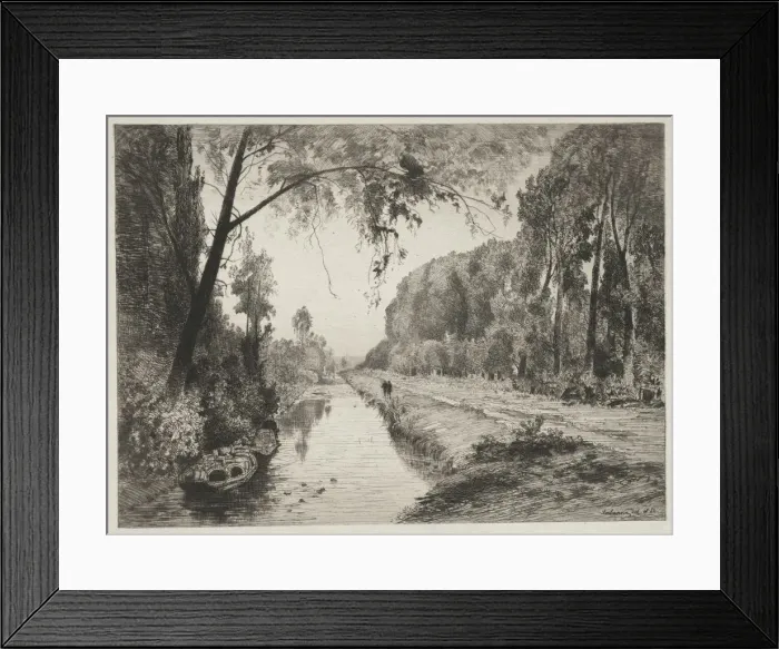Framed Print : Canal at Pont Sainte-Maxence, c. 1878. Creator: Maxime Lalanne (French, 1827-1886) Framed Print : Canal at Pont Sainte-Maxence, c. 1878. Creator: Maxime Lalanne (French, 1827-1886)