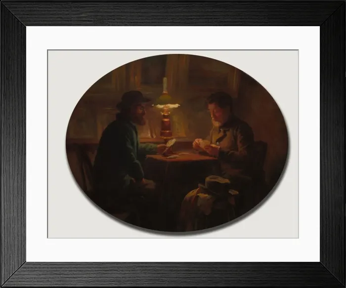 Framed Print : Card Game at le Pere Martin, 1859. Creator: Adolphe-Felix Cals (French Framed Print : Card Game at le Pere Martin, 1859. Creator: Adolphe-Felix Cals (French