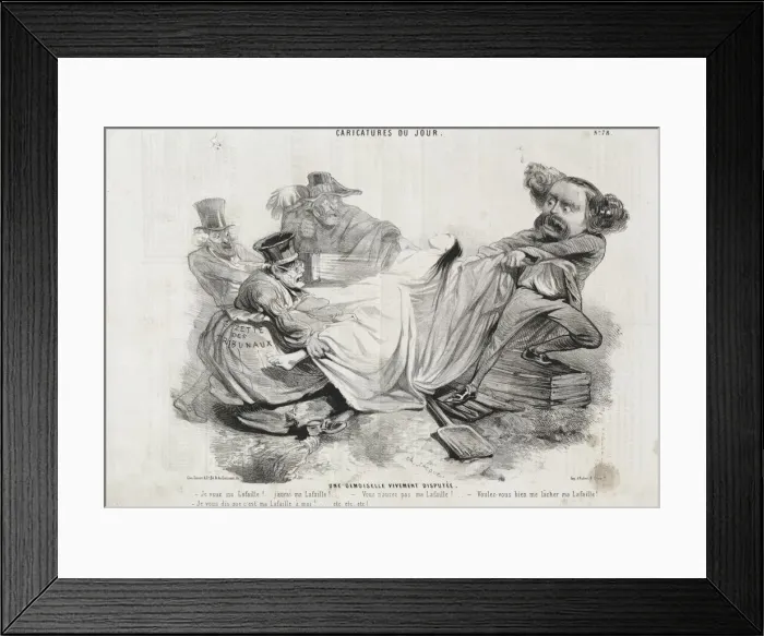 Framed Print : Caricature du Jour: No. 78, Un Demoisellevivement diisputee Framed Print : Caricature du Jour: No. 78, Un Demoisellevivement diisputee