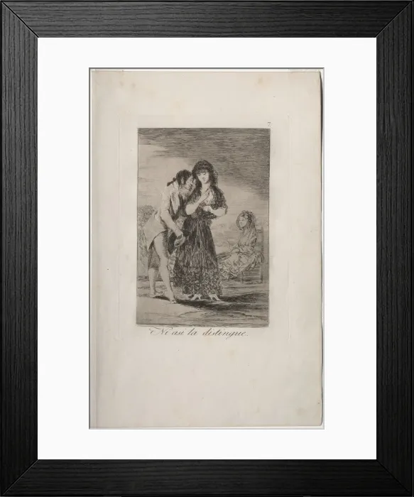 Framed Print : Caprichos: Even Thus He Cannot Make Her Out. Creator: Francisco de Goya (Spanish, 1746-1828) Framed Print : Caprichos: Even Thus He Cannot Make Her Out. Creator: Francisco de Goya (Spanish, 1746-1828)
