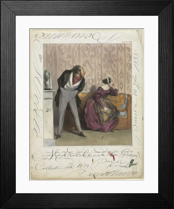 Framed Print : Caricaturana (plate 36): From What! From What! Your Dowry?... 1837. Creator: Honore Daumier Framed Print : Caricaturana (plate 36): From What! From What! Your Dowry?... 1837. Creator: Honore Daumier