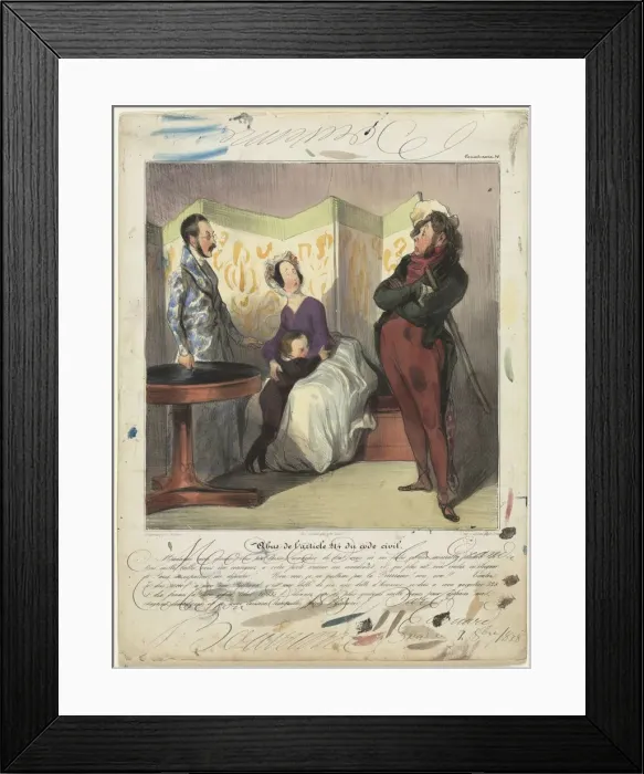 Framed Print : Caricaturana (plate 50): Breach of Civil Code Article 24, 1837. Creator: Honore Daumier Framed Print : Caricaturana (plate 50): Breach of Civil Code Article 24, 1837. Creator: Honore Daumier