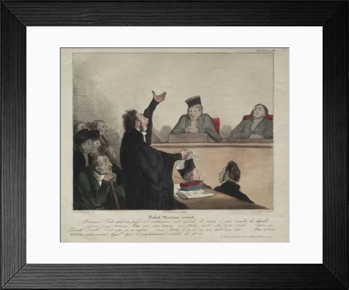 Framed Print : Caricaturana, plate 44: Robert-Macaire, lawyer, 1837. Creator: Honore Daumier (French Framed Print : Caricaturana, plate 44: Robert-Macaire, lawyer, 1837. Creator: Honore Daumier (French