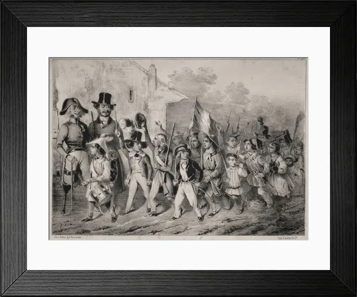 Framed Print : Actualites: Bon! Les moutards en veulent sussi! quand on parle de guerre!... 1840 Framed Print : Actualites: Bon! Les moutards en veulent sussi! quand on parle de guerre!... 1840