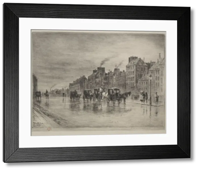 Framed Print : A Winter Morning on the Quai de lHotel -Dieu, 1876. Creator: Felix Hilaire Buhot (French Framed Print : A Winter Morning on the Quai de lHotel -Dieu, 1876. Creator: Felix Hilaire Buhot (French