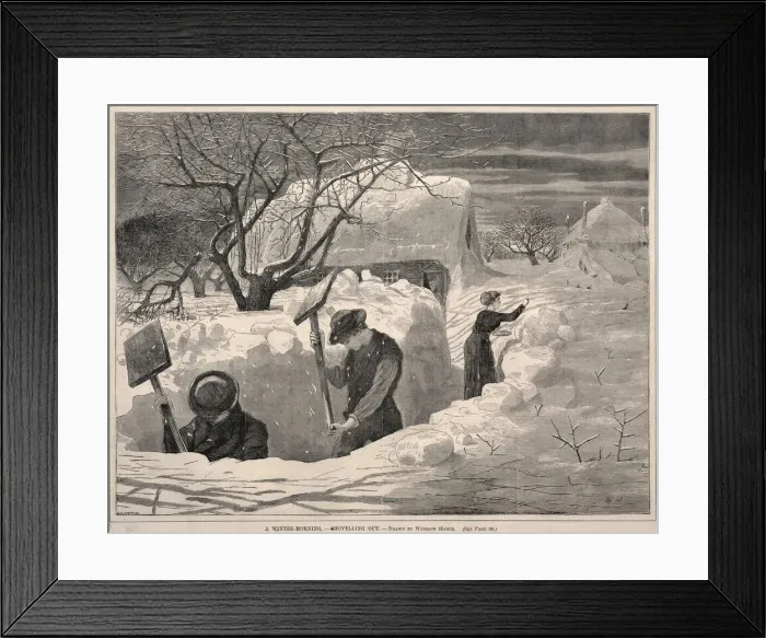 Framed Print : A Winter Morning, - Shovelling Out, 1871. Creator: Winslow Homer (American, 1836-1910)