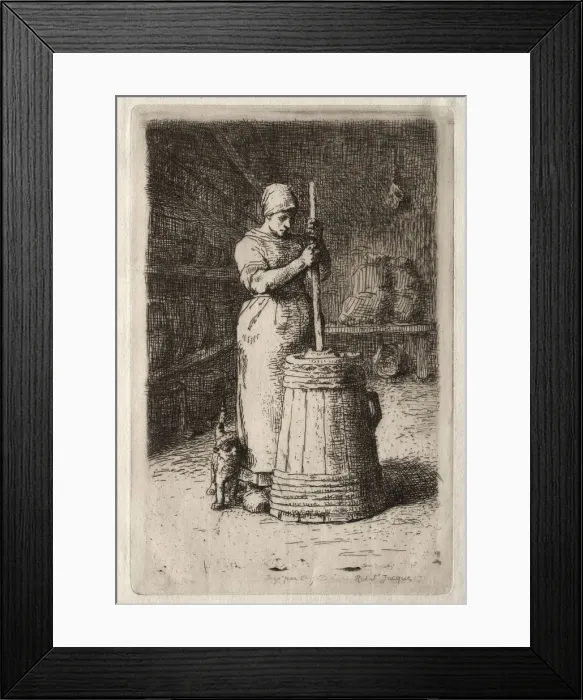 Framed Print : A Woman Churning. Creator: Jean-Francois Millet (French, 1814-1875) Framed Print : A Woman Churning. Creator: Jean-Francois Millet (French, 1814-1875)
