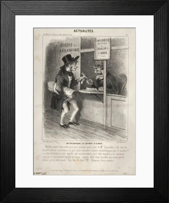 Framed Print : Actualites: Un Philantrope a la mode, 1841. Creator: Clemente Pruche (French Framed Print : Actualites: Un Philantrope a la mode, 1841. Creator: Clemente Pruche (French