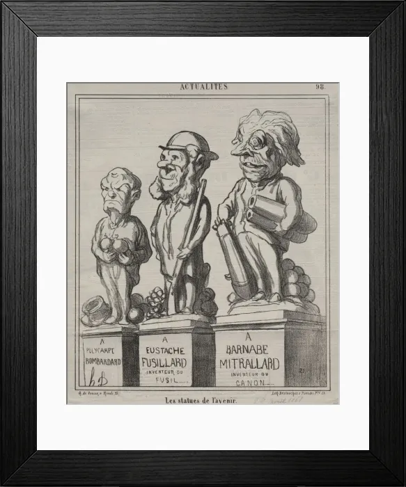 Framed Print : Actualities (plate 98): Statues of the future, 1868. Creator: Honore Daumier (French Framed Print : Actualities (plate 98): Statues of the future, 1868. Creator: Honore Daumier (French