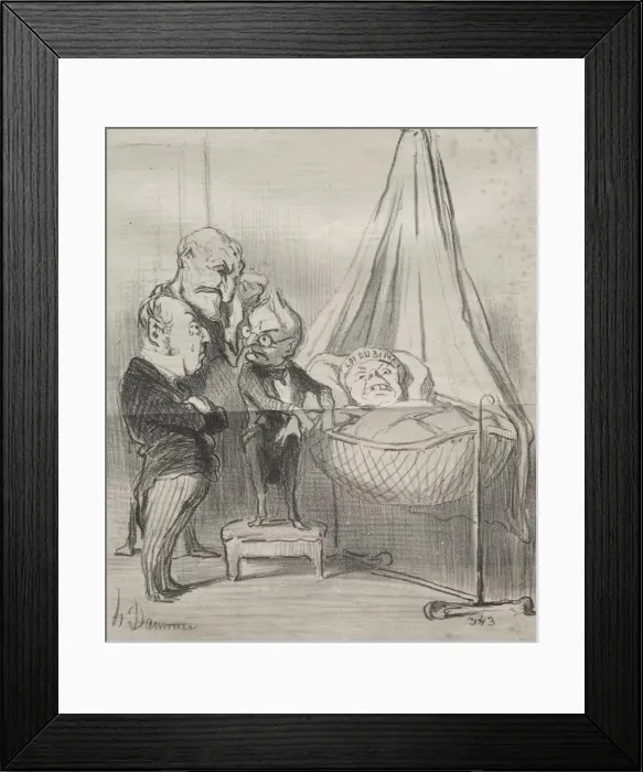 Framed Print : Actualities: Decidedly, she is very ill!... 1851. Creator: Honore Daumier (French Framed Print : Actualities: Decidedly, she is very ill!... 1851. Creator: Honore Daumier (French