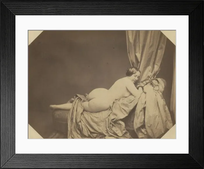 Framed Print : Academic Nude, Reclining on a Sofa, c. 1855. Creator: Auguste Belloc (French, 1801-c Framed Print : Academic Nude, Reclining on a Sofa, c. 1855. Creator: Auguste Belloc (French, 1801-c