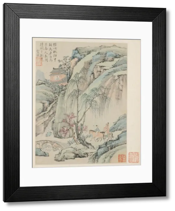 Framed Print : Album of Seasonal Landscapes, Leaf B (previous leaf 1), 1668. Creator: Xiao Yuncong (Chinese Framed Print : Album of Seasonal Landscapes, Leaf B (previous leaf 1), 1668. Creator: Xiao Yuncong (Chinese