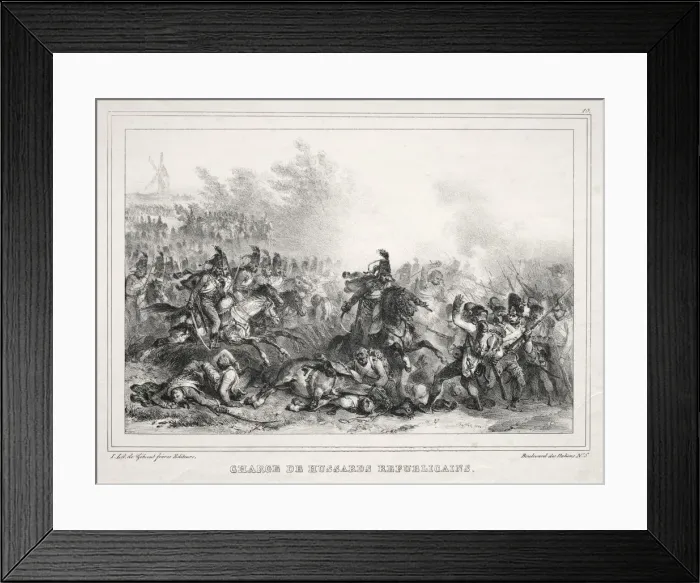 Framed Print : Album pour 1833: Charge de Hussards Republicains, 1832. Creator: Auguste Raffet (French Framed Print : Album pour 1833: Charge de Hussards Republicains, 1832. Creator: Auguste Raffet (French