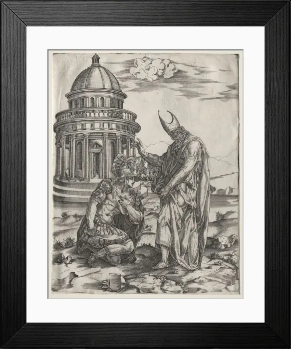 Framed Print : Alexander the Great and the High Priest of Jerusalem, mid 1540s. Creator: Master IRs (Italian) Framed Print : Alexander the Great and the High Priest of Jerusalem, mid 1540s. Creator: Master IRs (Italian)