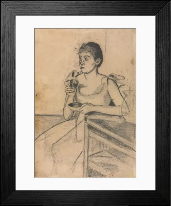 Framed Print : After-Dinner Coffee (recto); After-Dinner Coffee (verso), c. 1889. Creator: Mary Cassatt (American Framed Print : After-Dinner Coffee (recto); After-Dinner Coffee (verso), c. 1889. Creator: Mary Cassatt (American