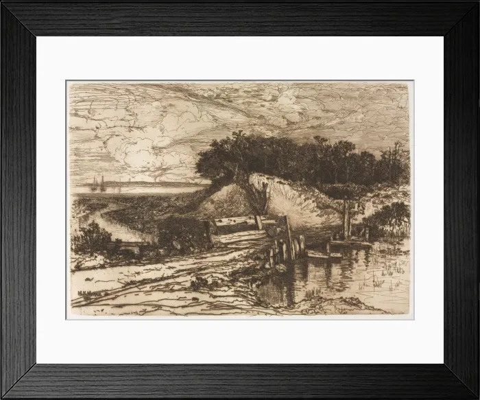 Framed Print : Gardiners Bay, Long Island, seen from Fresh Pond, 1881. Creator: Mary Nimmo Moran (American Framed Print : Gardiners Bay, Long Island, seen from Fresh Pond, 1881. Creator: Mary Nimmo Moran (American