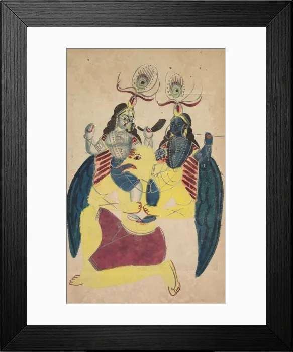 Framed Print : Garuda Carrying Balarama and Krishna, 1800s. Creator: Unknown Framed Print : Garuda Carrying Balarama and Krishna, 1800s. Creator: Unknown