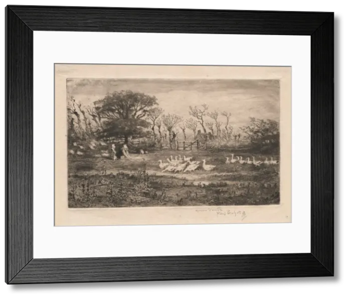 Framed Print : Geese, 1887. Creator: Felix Hilaire Buhot (French, 1847-1898) Framed Print : Geese, 1887. Creator: Felix Hilaire Buhot (French, 1847-1898)