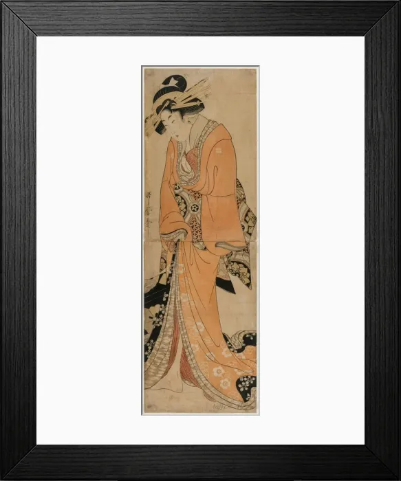 Framed Print : Geisha Standing Beside a Shamisen Case, c. 1810. Creator: Utamaro II (Japanese) Framed Print : Geisha Standing Beside a Shamisen Case, c. 1810. Creator: Utamaro II (Japanese)