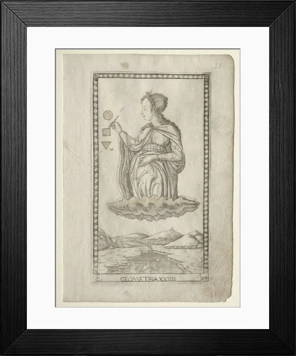 Framed Print : Geometry (from the Tarocchi, series C: Liberal Arts, #24), before 1467
