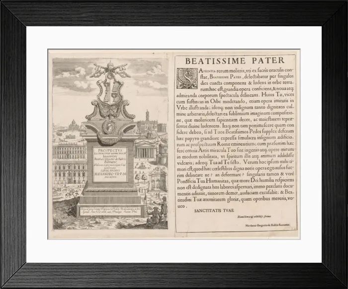 Framed Print : Frontispiece from Prospectus Locurum Urbis Romae Insign[ium], 1666. Creator