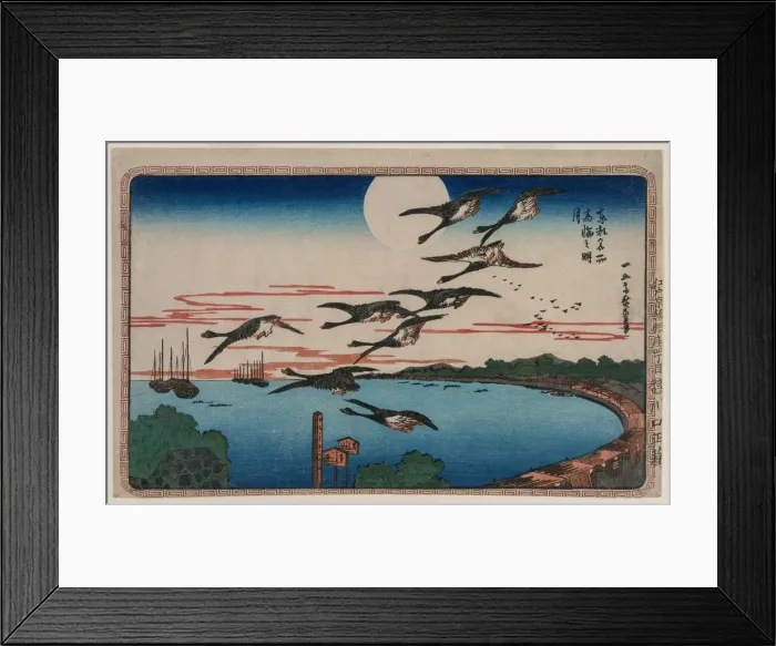 Framed Print : Full Moon over Takanawa, from the series Famous Places in the Eastern Capital, c. 1831. Creator: Ando Hiroshige (Japanese, 1797-1858) Framed Print : Full Moon over Takanawa, from the series Famous Places in the Eastern Capital, c. 1831. Creator: Ando Hiroshige (Japanese, 1797-1858)
