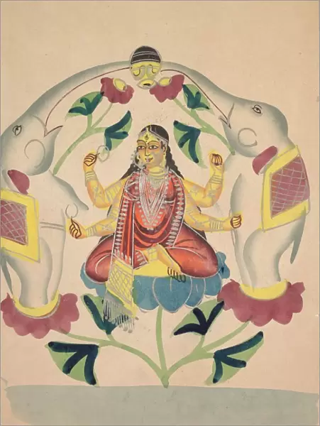 Gajalakshmi: Lakshmi with Elephants, 1800s. Creator: Unknown