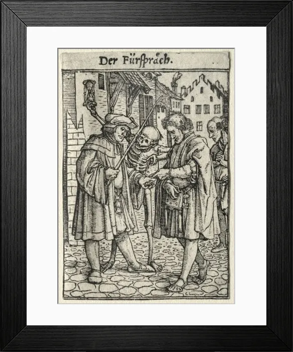 Framed Print : Dance of Death: The Advocate. Creator: Hans Holbein (German, 1497 / 98-1543) Framed Print : Dance of Death: The Advocate. Creator: Hans Holbein (German, 1497 / 98-1543)